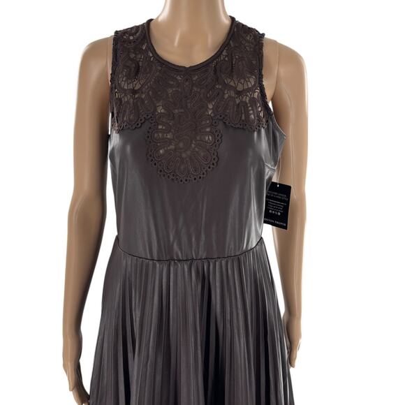 Boston Proper Brown Sleeveless Faux Leather Midi Dress - Picture 5 of 12